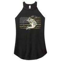 American Flag Bass Fish Fisherman Fishing Camouflage Us Camo Gift Women's Perfect Tri Rocker Tank