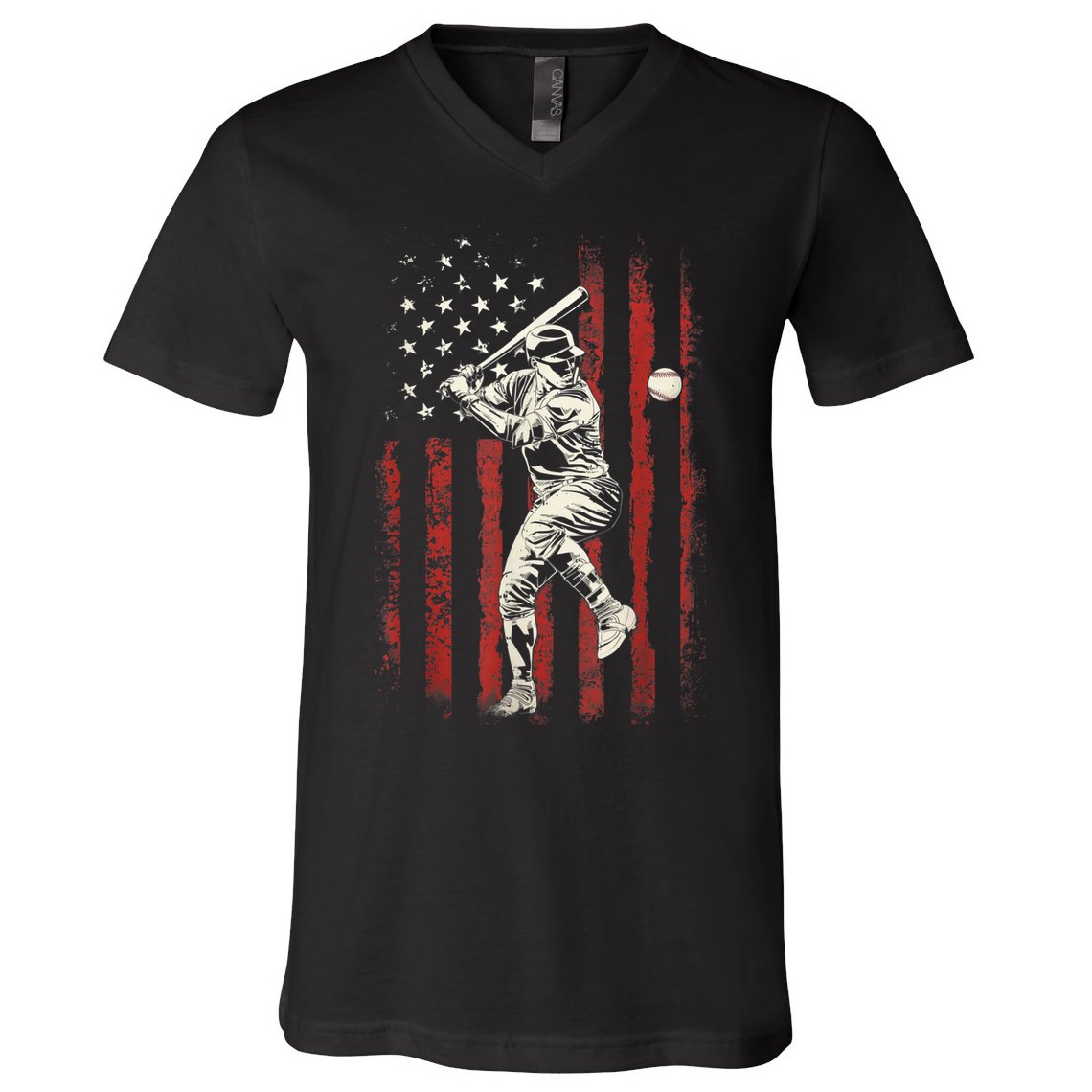 American Flag Baseball Team Gift For Men V-Neck T-Shirt