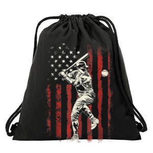 American Flag Baseball Team Gift For Men Drawstring Bag