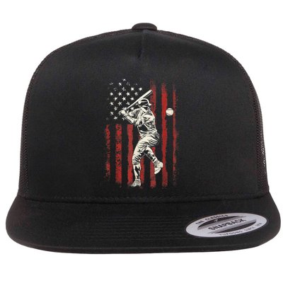 American Flag Baseball Team Gift For Men Flat Bill Trucker Hat