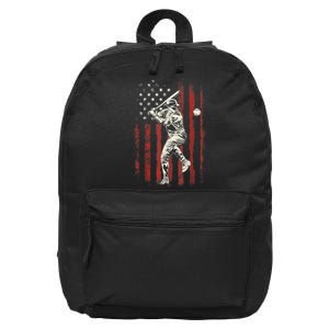 American Flag Baseball Team Gift For Men 16 in Basic Backpack