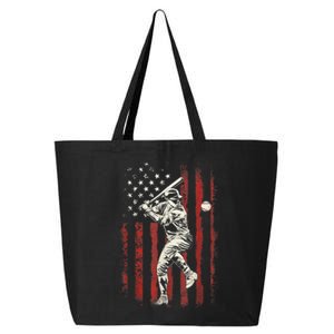 American Flag Baseball Team Gift For Men 25L Jumbo Tote