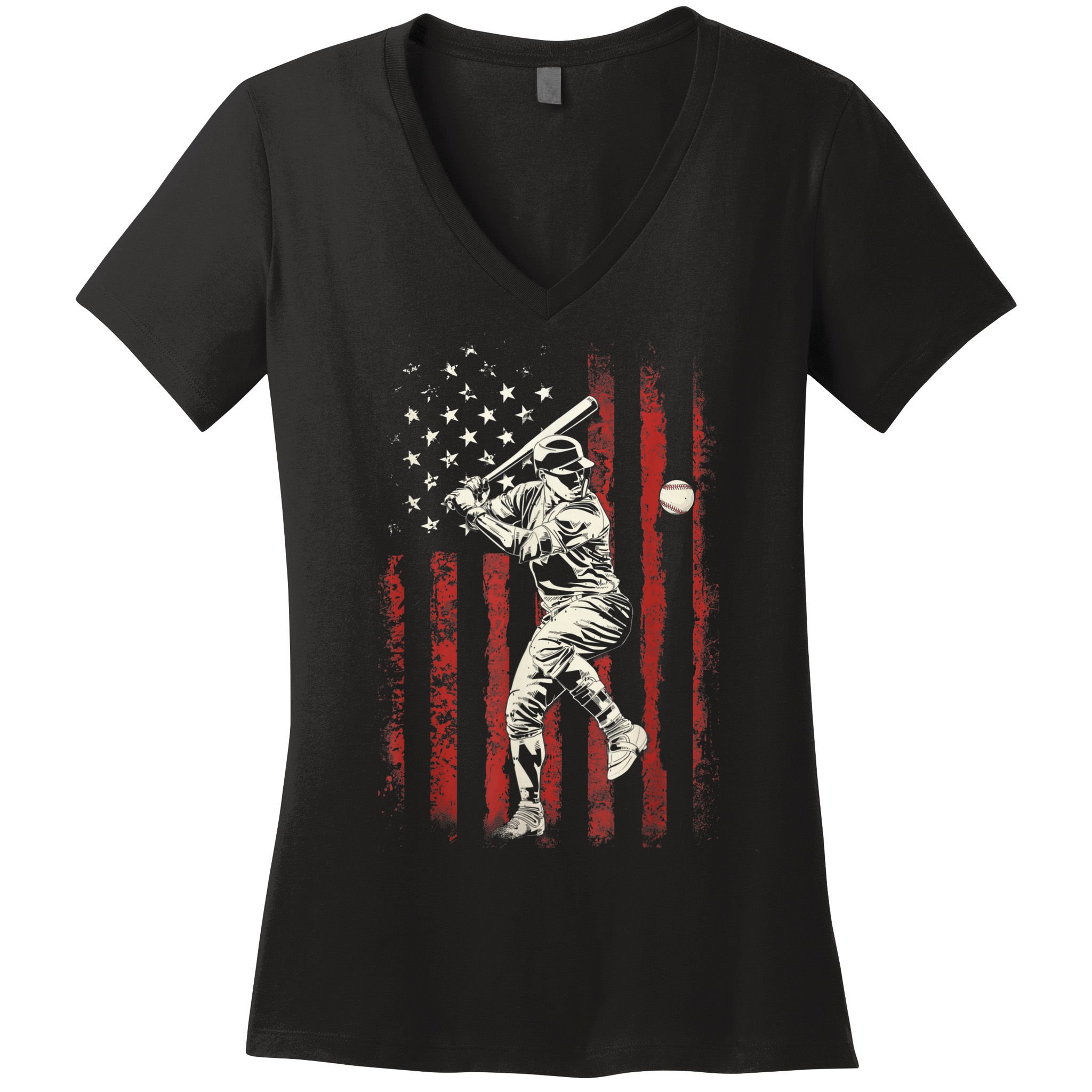 American Flag Baseball Team Gift For Men Women's V-Neck T-Shirt