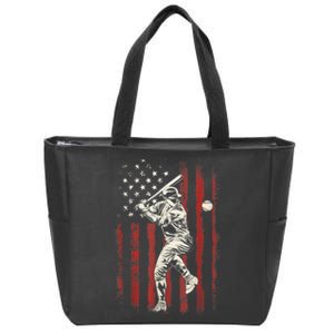 American Flag Baseball Team Gift For Men Zip Tote Bag