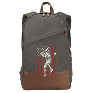 American Flag Baseball Team Gift For Men Cotton Canvas Backpack