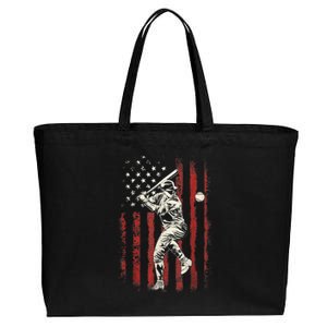 American Flag Baseball Team Gift For Men Cotton Canvas Jumbo Tote