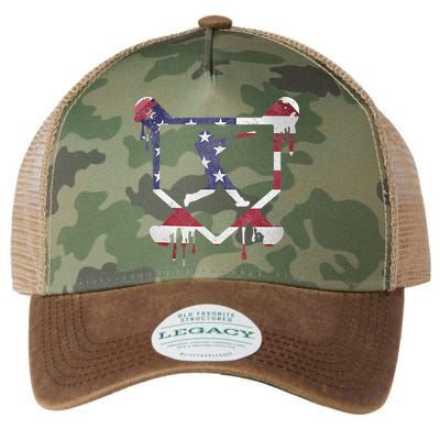 American Flag Baseball Dripping Ice Cream Home Plate Legacy Tie Dye Trucker Hat