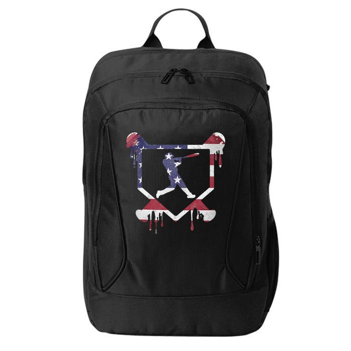 American Flag Baseball Dripping Ice Cream Home Plate City Backpack