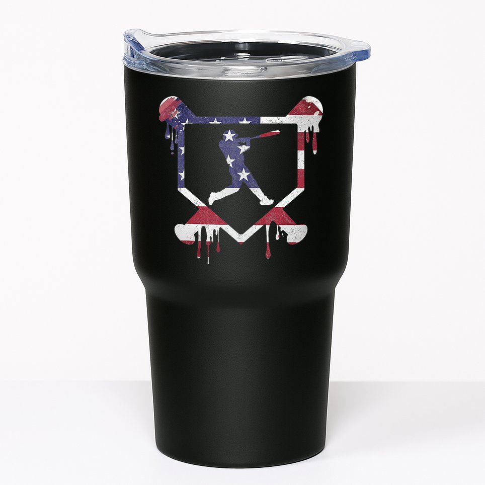 American Flag Baseball Dripping Ice Cream Home Plate Tumbler