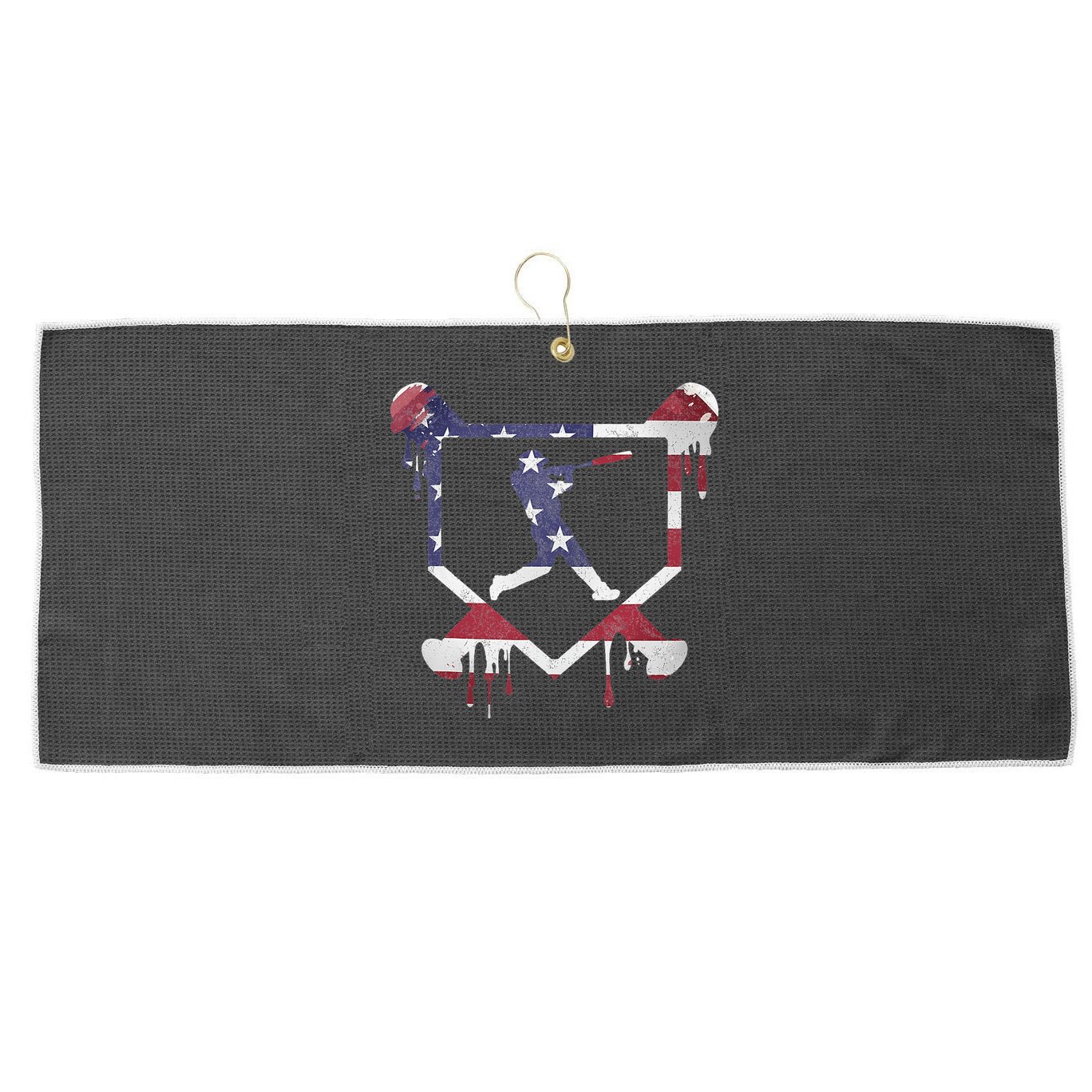 American Flag Baseball Dripping Ice Cream Home Plate Large Microfiber Waffle Golf Towel