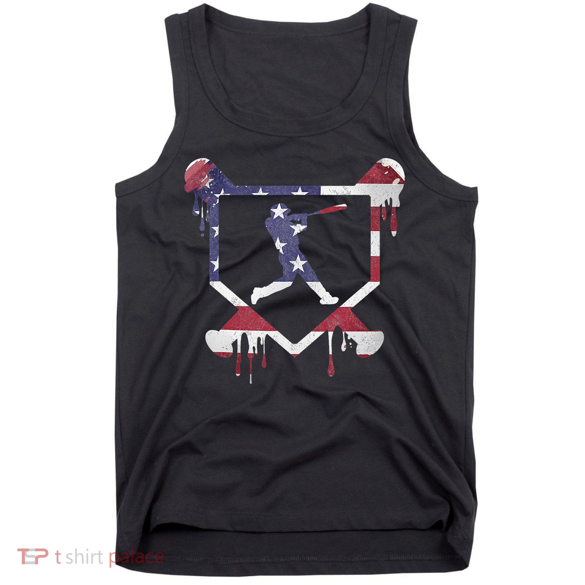 American Flag Baseball Dripping Ice Cream Home Plate Tank Top