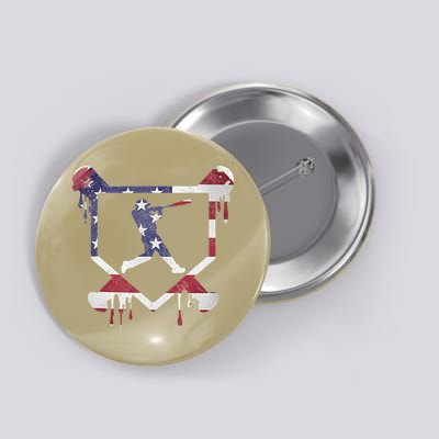 American Flag Baseball Dripping Ice Cream Home Plate Button