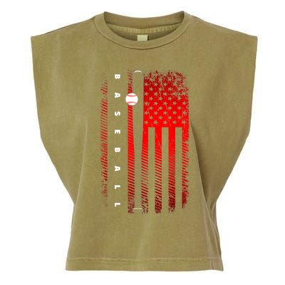 American Flag Baseball Apparel Baseball Garment-Dyed Women's Muscle Tee