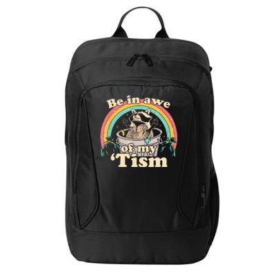 Autism Funny Be In Awe Of My Tism Meme Autistic Raccoon City Backpack