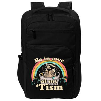 Autism Funny Be In Awe Of My Tism Meme Autistic Raccoon Impact Tech Backpack