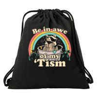 Autism Funny Be In Awe Of My Tism Meme Autistic Raccoon Drawstring Bag