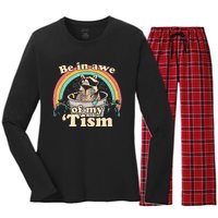 Autism Funny Be In Awe Of My Tism Meme Autistic Raccoon Women's Long Sleeve Flannel Pajama Set 