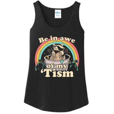 Autism Funny Be In Awe Of My Tism Meme Autistic Raccoon Ladies Essential Tank