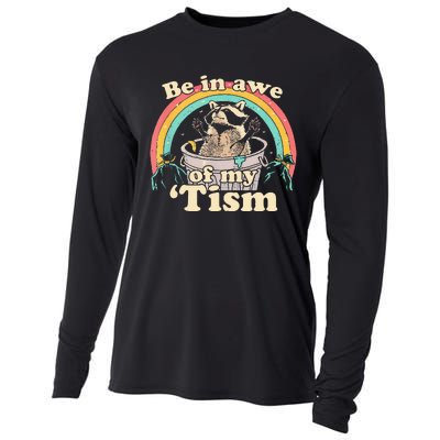 Autism Funny Be In Awe Of My Tism Meme Autistic Raccoon Cooling Performance Long Sleeve Crew