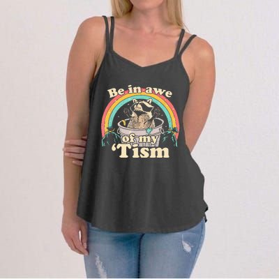 Autism Funny Be In Awe Of My Tism Meme Autistic Raccoon Women's Strappy Tank