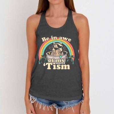 Autism Funny Be In Awe Of My Tism Meme Autistic Raccoon Women's Knotted Racerback Tank