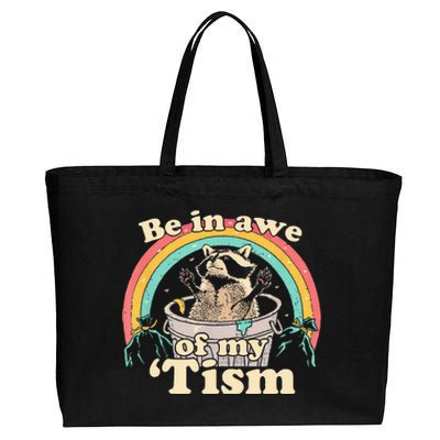 Autism Funny Be In Awe Of My Tism Meme Autistic Raccoon Cotton Canvas Jumbo Tote