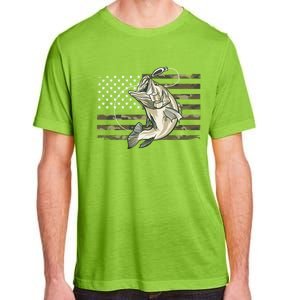 American Flag Bass Fish Fisherman Adult ChromaSoft Performance T-Shirt