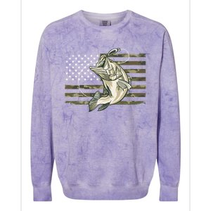 American Flag Bass Fish Fisherman Colorblast Crewneck Sweatshirt