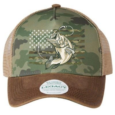 American Flag Bass Fish Fisherman Legacy Tie Dye Trucker Hat