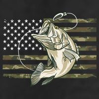 American Flag Bass Fish Fisherman 7 Panel Mesh Trucker Snapback Hat