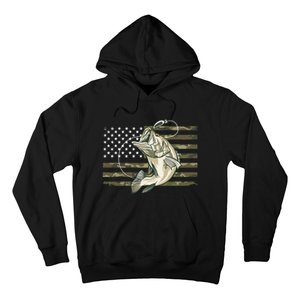 American Flag Bass Fish Fisherman Hoodie