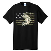 American Flag Bass Fish Fisherman Tall T-Shirt