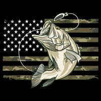 American Flag Bass Fish Fisherman Impact Tech Backpack
