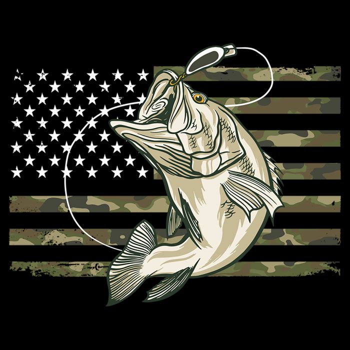 American Flag Bass Fish Fisherman Impact Tech Backpack