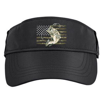 American Flag Bass Fish Fisherman Adult Drive Performance Visor
