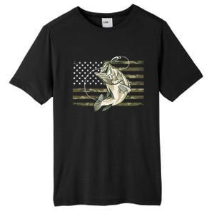 American Flag Bass Fish Fisherman Tall Fusion ChromaSoft Performance T-Shirt