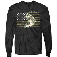 American Flag Bass Fish Fisherman Tie-Dye Long Sleeve Shirt