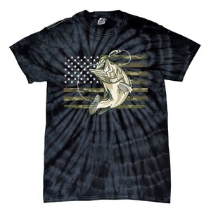 American Flag Bass Fish Fisherman Tie-Dye T-Shirt