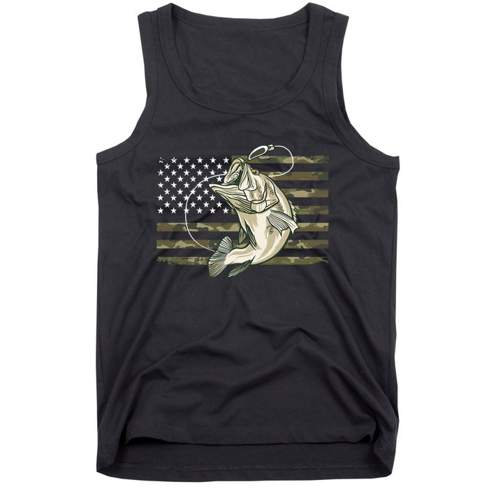 American Flag Bass Fish Fisherman Tank Top