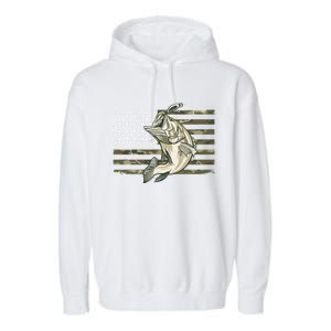 American Flag Bass Fish Fisherman Garment-Dyed Fleece Hoodie