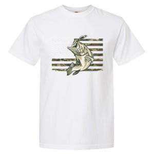 American Flag Bass Fish Fisherman Garment-Dyed Heavyweight T-Shirt