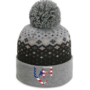 American Flag Baseball Catcher Gear Baseballin Gift The Baniff Cuffed Pom Beanie