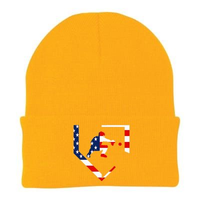 American Flag Baseball Catcher Gear Baseballin Gift Knit Cap Winter Beanie