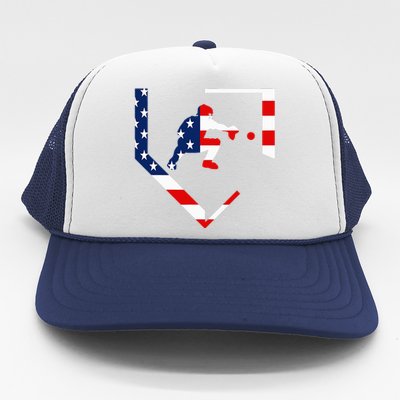 American Flag Baseball Catcher Gear Baseballin Gift Trucker Hat