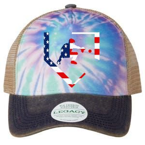 American Flag Baseball Catcher Gear Baseballin Gift Legacy Tie Dye Trucker Hat