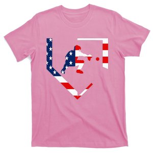 American Flag Baseball Catcher Gear Baseballin Gift T-Shirt