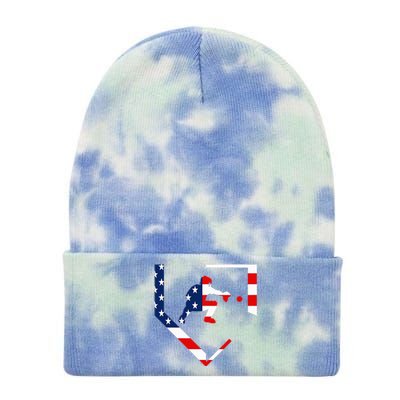 American Flag Baseball Catcher Gear Baseballin Gift Tie Dye 12in Knit Beanie