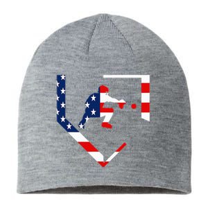 American Flag Baseball Catcher Gear Baseballin Gift Sustainable Beanie