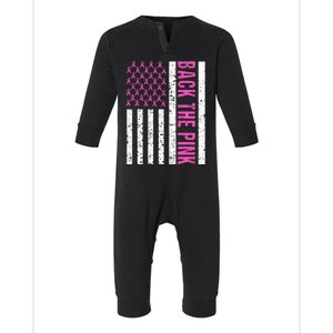 American Flag Back the Pink Breast Cancer Awareness Ribbon Infant Fleece One Piece