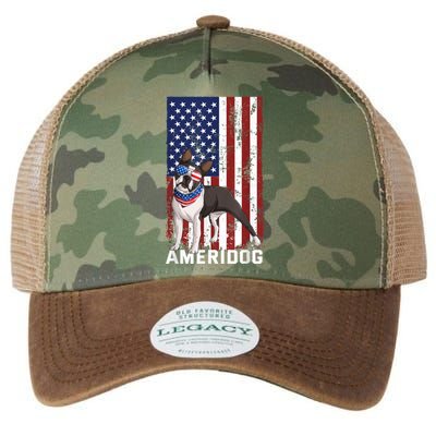 Ameridog Funny Boston Terrier With Sunglases American Flag Legacy Tie Dye Trucker Hat